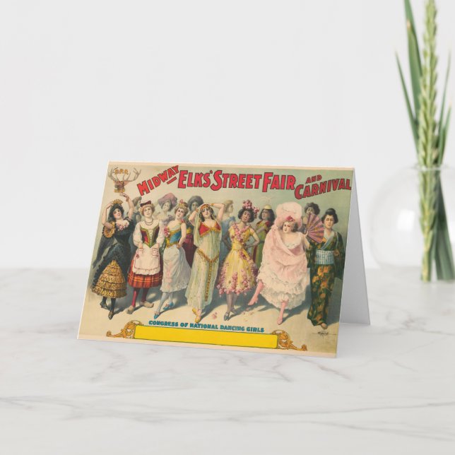 Cartão Poster de Circo Mostrando Mulheres No Figurino Nac (Frente)