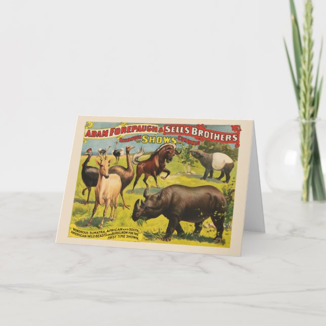 Cartão Poster de Circo para Adam Forepaugh e Vende Irmãos (Frente)