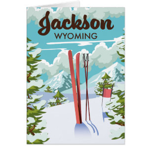 Cartão Poster de esqui Jackson Wyoming