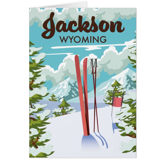 Cartão Poster de esqui Jackson Wyoming (Frente)