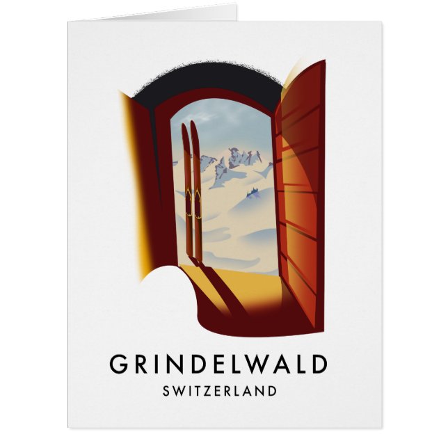 Cartão Poster de esqui Suiça Grindelwald (Frente)