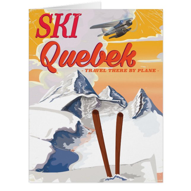 Cartão Poster de férias de Ski Quebec. (Frente)