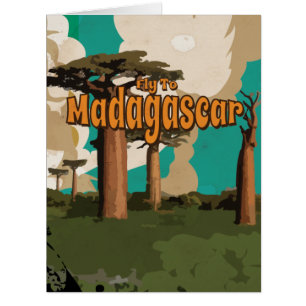 Cartão Poster de Fly to Madagascar Vintage Vacage