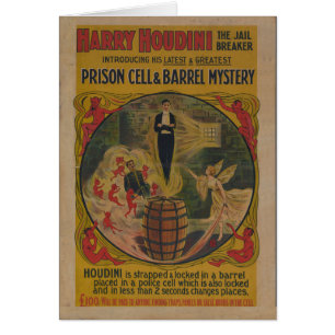 Cartão Poster de Harry Houdini do vintage