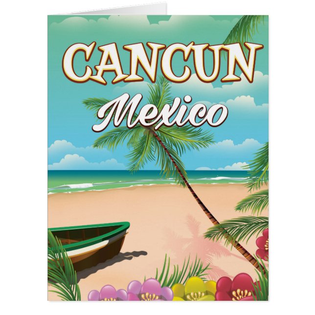 Cartão Poster de praia de Cancun México (Frente)
