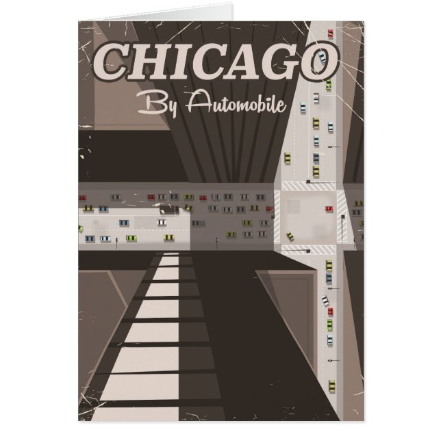 Cartão Poster de viagens da cidade de Chicago (Frente)