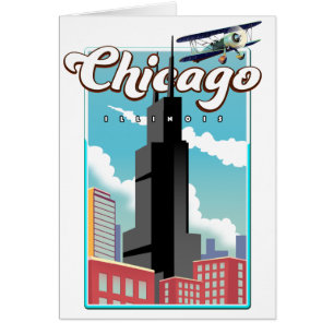 Cartão Poster de viagens de Chicago Illinois EUA