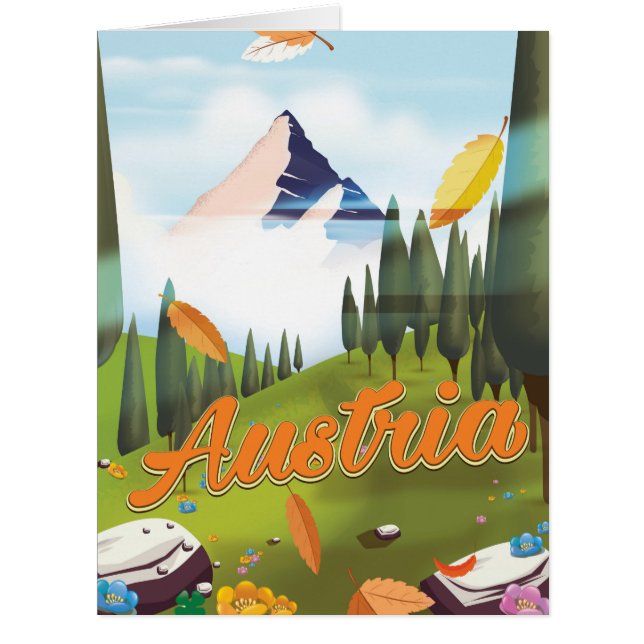 Cartão Poster de viagens de desenho animado austríaco (Frente)