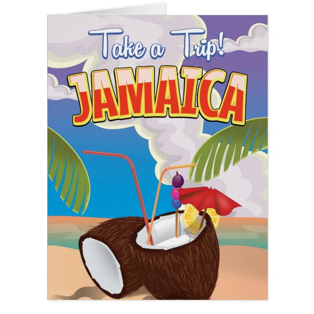 Cartão Poster de viagens de desenho animado da Jamaica (Frente)