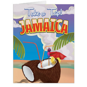 Cartão poster de viagens de desenho da Jamaica