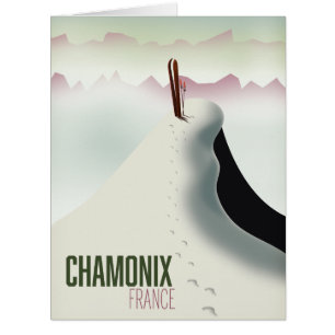 Cartão poster de viagens de esqui Chamonix França