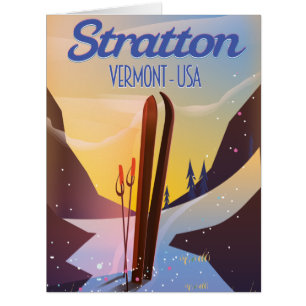 Cartão poster de viagens de esqui Stratton Vermont
