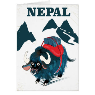 Cartão Poster de viagens de estilo de vintage no Nepal Ya