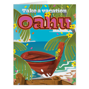 Cartão Poster de viagens de Férias Oahu