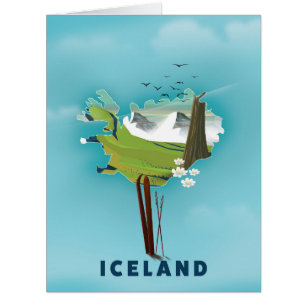 Cartão Poster de viagens de Ilustração do Mapa da Islâ