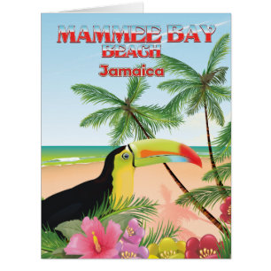 Cartão Poster de viagens de Jamaica da praia da baía de