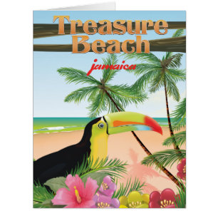 Cartão Poster de viagens de Jamaica da praia do tesouro
