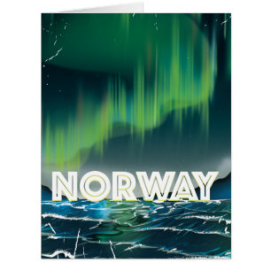 Cartão Poster de viagens de luzes Nortes Noruega Aurora