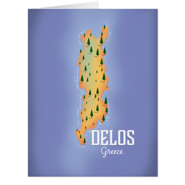 Cartão Poster de viagens de Mapa de Grécia Delos (Frente)