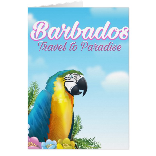 Cartão Poster de viagens de Papagaio Barbados (Frente)