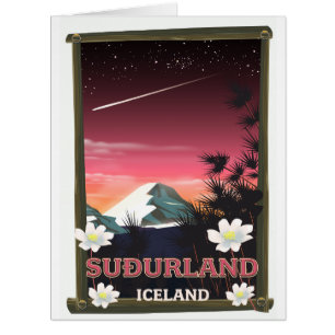 Cartão Poster de viagens de Suðurland Islândia