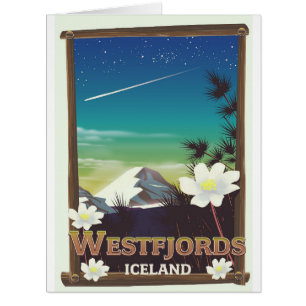 Cartão Poster de viagens de Westfjords Islândia