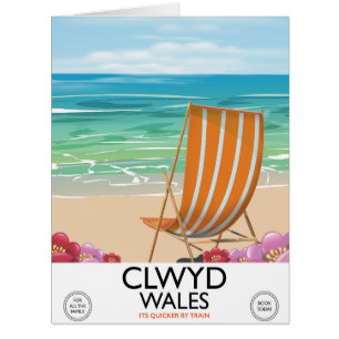 Cartão Poster de viagens do beira-mar de Clwyd Wales