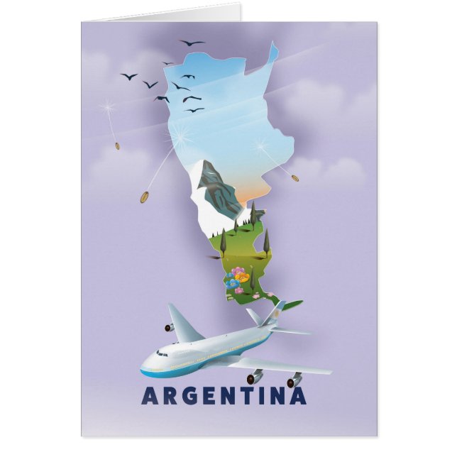 Cartão Poster de viagens do Mapa Argentina (Frente)