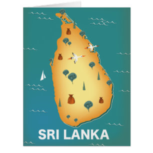Cartão Poster de viagens do mapa do Sri Lanka