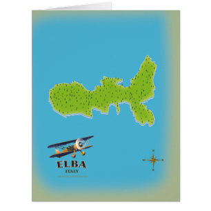Cartão Poster de viagens do mapa Elba Itália