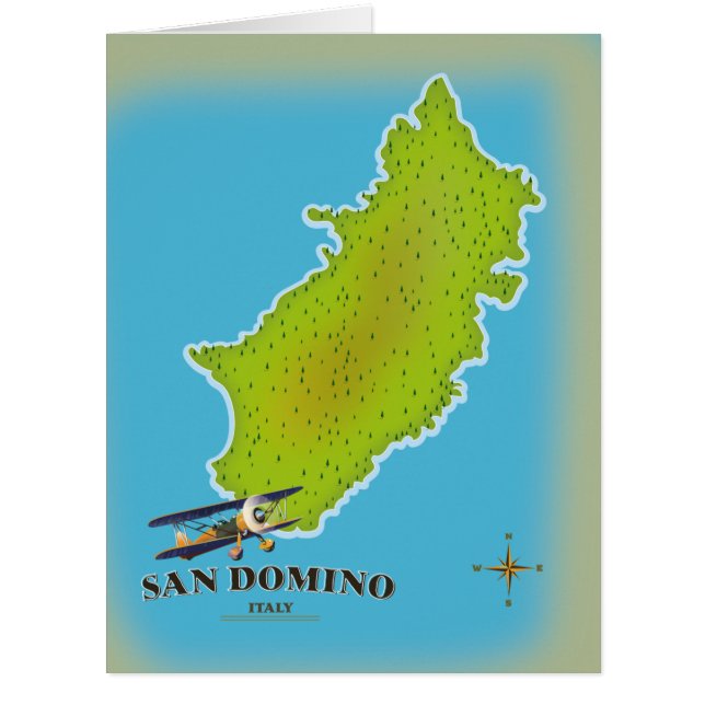 Cartão Poster de viagens do mapa Elba Itália (Frente)