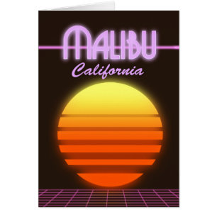 Cartão Poster de viagens do por do sol de Malibu