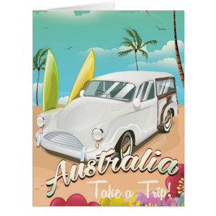 Cartão Poster de viagens do surf do vintage de Austrália