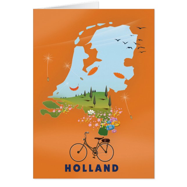 Cartão Poster de viagens Holland Map (Frente)