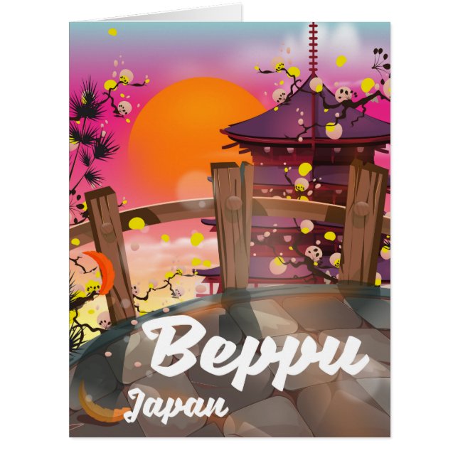 Cartão Poster de viagens Japonês Beppu (Frente)