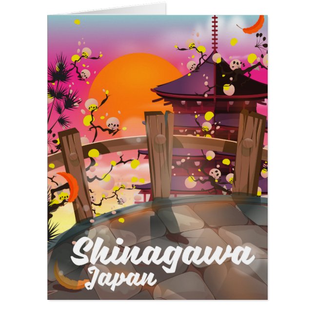 Cartão Poster de viagens Japonês Shinagawa (Frente)