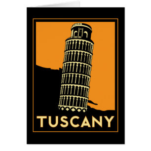Cartão Poster de viagens retro do art deco de Toscânia