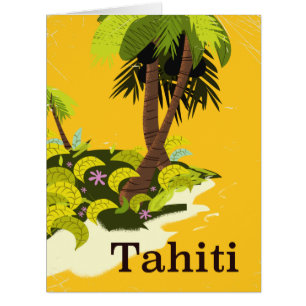 Cartão Poster de viagens Retro Tahiti