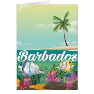 Cartão Poster de viagens subaquático de Barbados