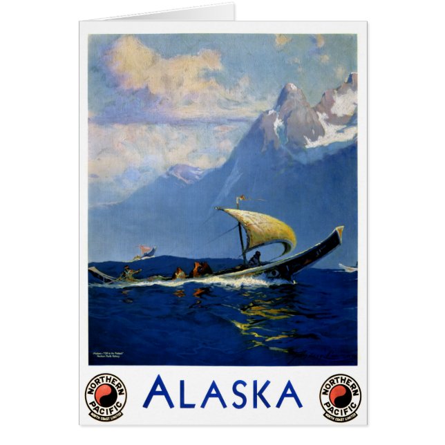 Cartão Poster de Viagens vintage do Alaska Restaurado (Frente)