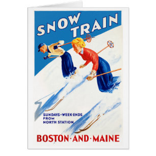 Cartão Poster de Viagens vintage do Boston Maine restaura