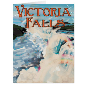 Cartão Poster de Viagens vintage Victoria Falls