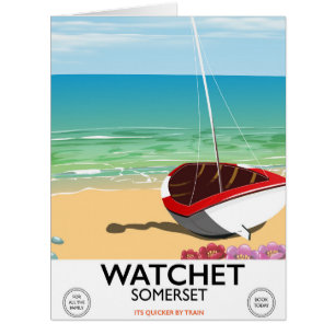 Cartão Poster do trem do vintage de Watchet Somerset
