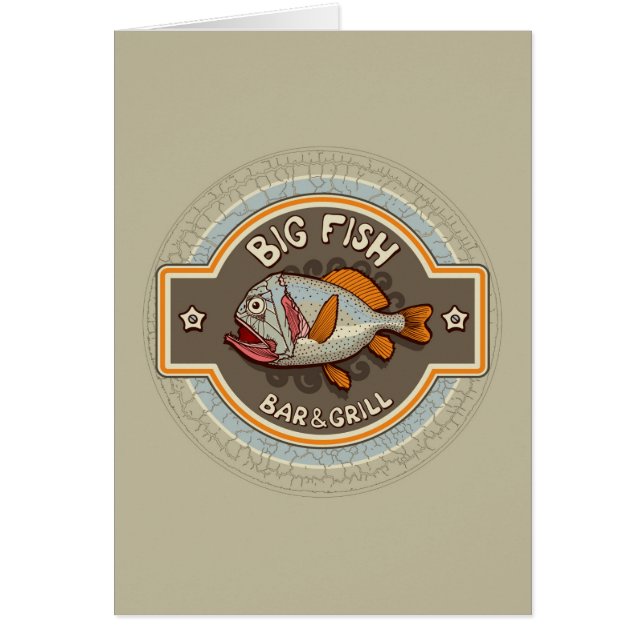 Cartão Poster grande do bar e grill dos peixes (Frente)