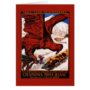 Cartão Poster olímpico de 1924 jogos do inverno