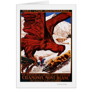 Cartão Poster olímpico de 1924 jogos do inverno