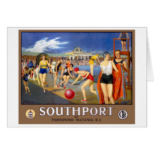 Cartão Poster restaurado Southport das viagens vintage de
