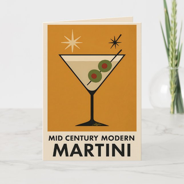 Cartão Poster Style Mid Century Modern Martini (Frente)
