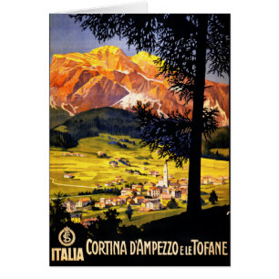 Cartão Poster vintage da cortina d Ampezzo Italia