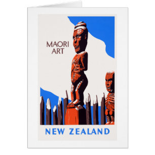 Cartão Poster vintage de Arte Maori Nova Zelândia Restau